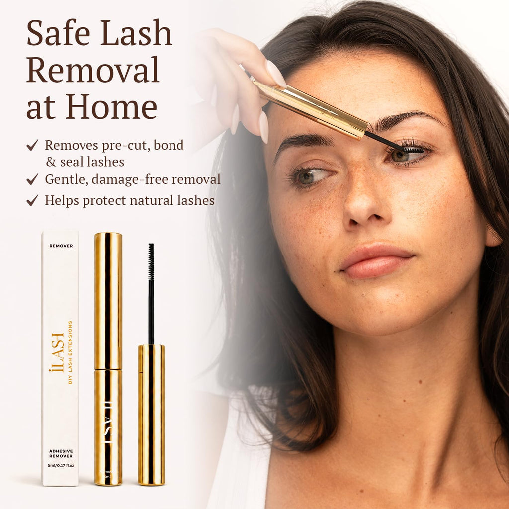 iLashUK Lash Remover Serum - Eyelash Extension Glue Remover with Vitamin E & Castor Oil - Spiral Brush Wand - Gentle Formula - Damaged Box