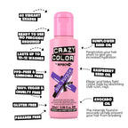 Crazy Color Vibrant Hot Purple Semi-Permanent 4 Pack Quad Hair Dye. Highly Pigmented Royal Purple Conditioning & Oil Nourishing Vegan Formula No Bleach or Ammonia 400ml - Damaged Box
