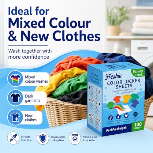 Freshie Colour Catcher Sheets - 100 Pack Laundry Dye Transfer Prevention for Mixed Colour Washes, All Fabrics - Damaged Box