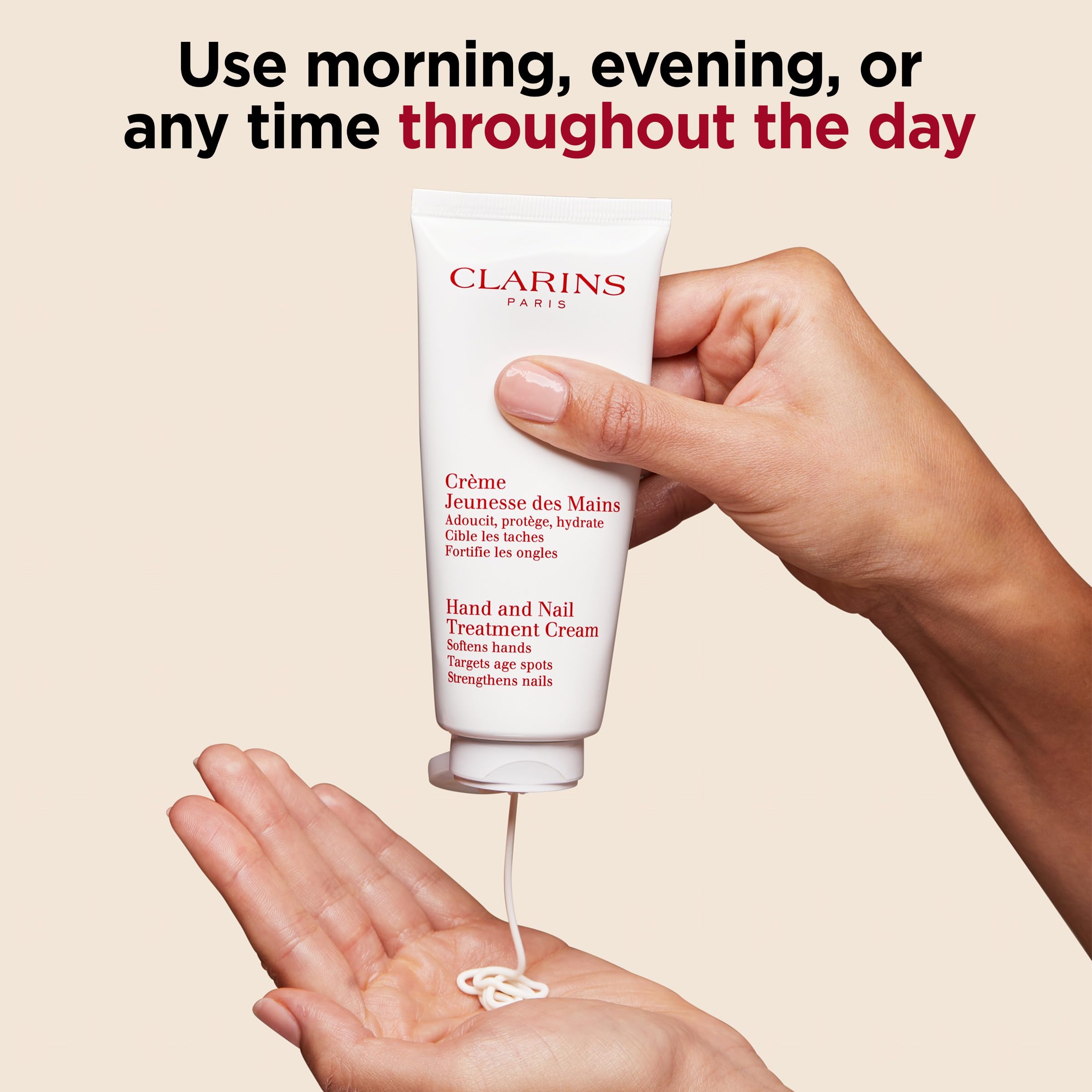 Clarins Hand & Nail Treatment Cream 100ml | Nourishing Moisturiser for Dry Hands & Strengthening Nails | Anti Aging | Non Greasy