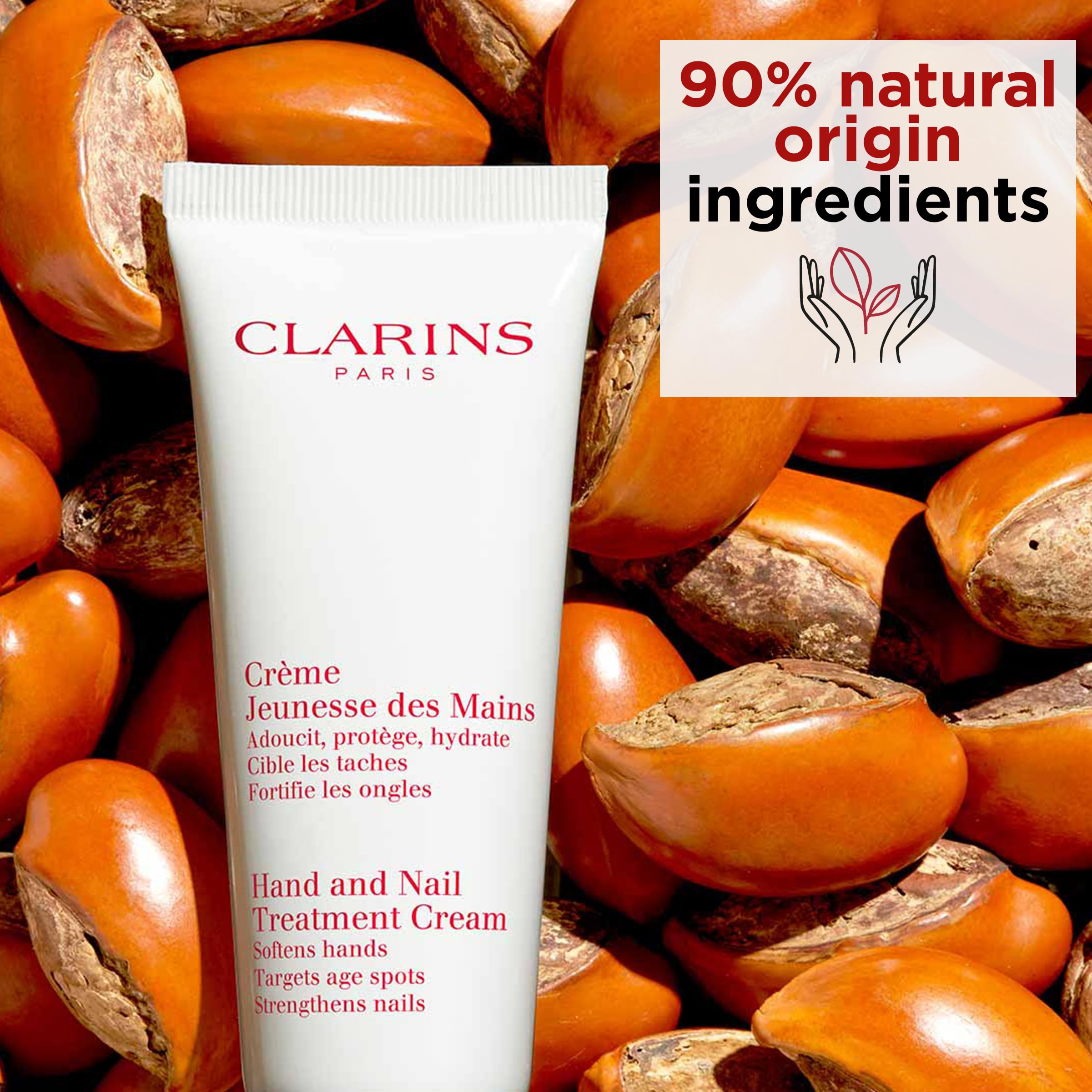 Clarins Hand & Nail Treatment Cream 100ml | Nourishing Moisturiser for Dry Hands & Strengthening Nails | Anti Aging | Non Greasy