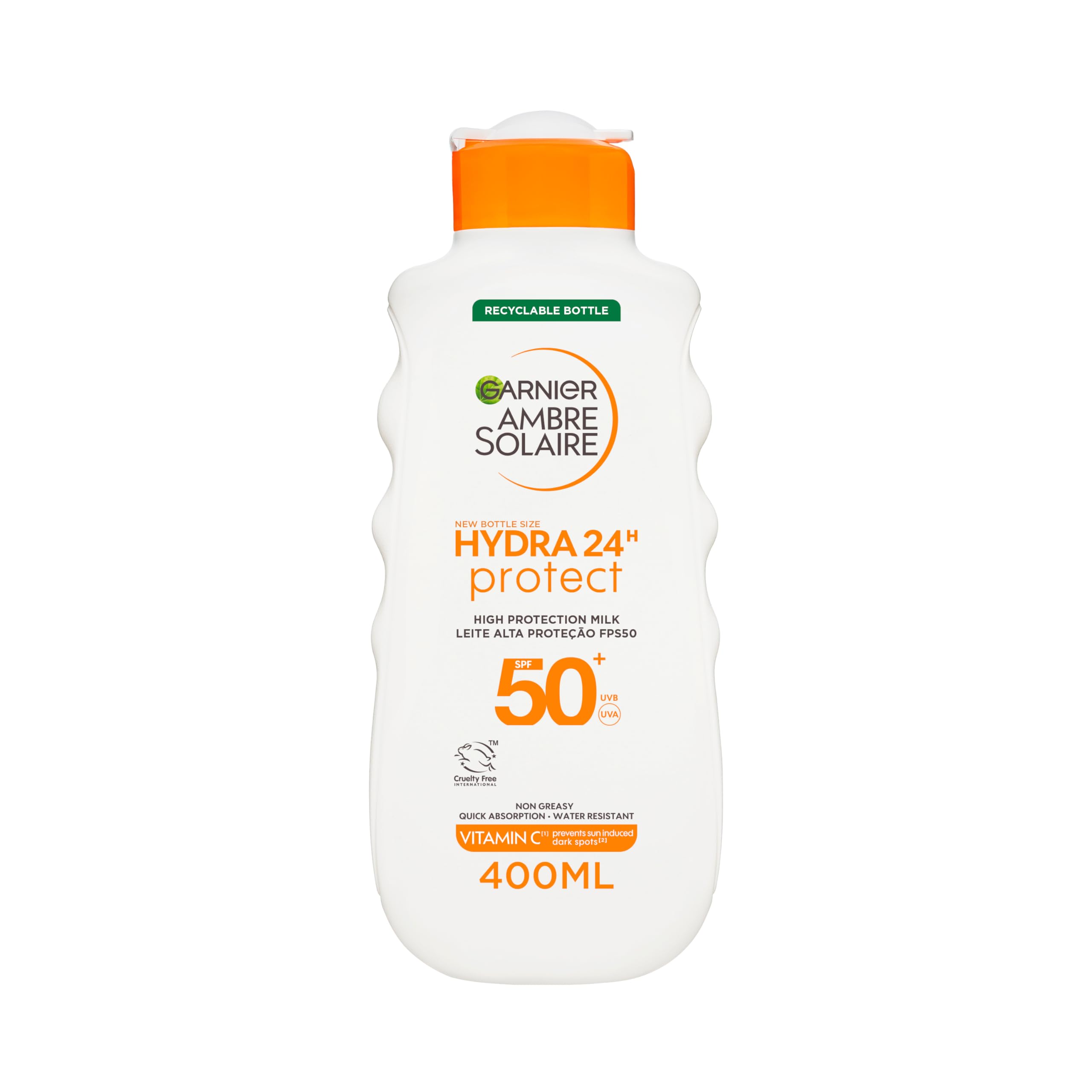 Garnier Ambre Solaire Hydra 24H Protect Sun Lotion SPF50+ 400ml - Water Resistant, Non-Greasy, Vitamin E