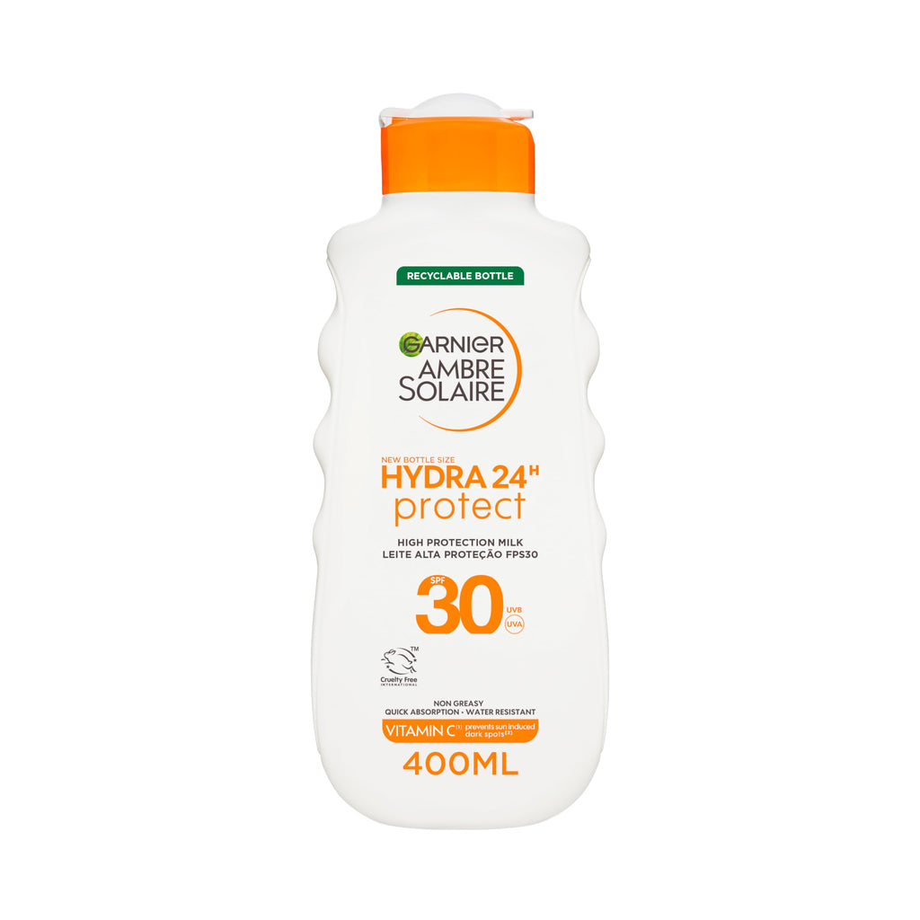 Garnier Ambre Solaire Hydra 24H Protect Sun Lotion SPF50+ 400ml - Water Resistant, Non-Greasy, Vitamin E