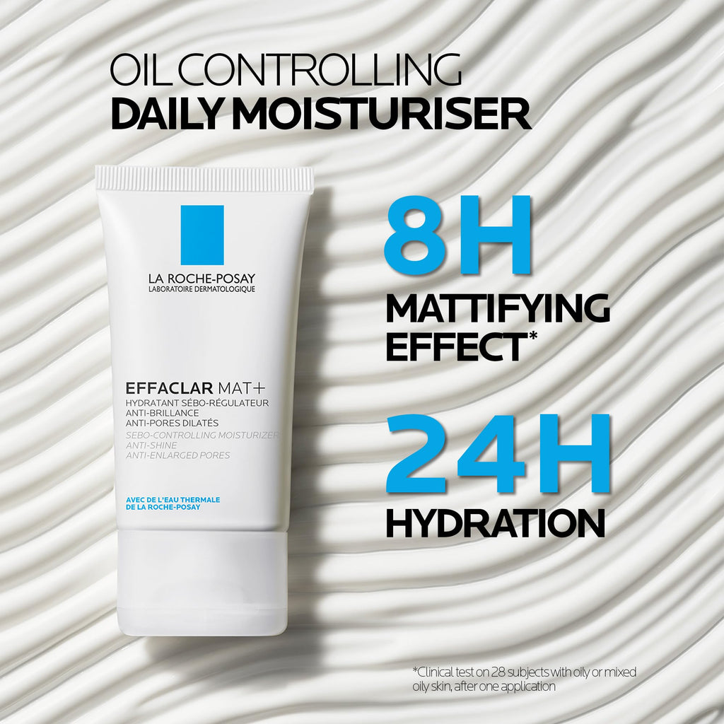 La Roche-Posay Effaclar MAT+, Mattifying Face Moisturiser, For Oily Skin, Visible Pores, Salicylic Acid, Glycerin, Sebolyse, Oil Control, 8H Mattifying, 40ml - Damaged Box
