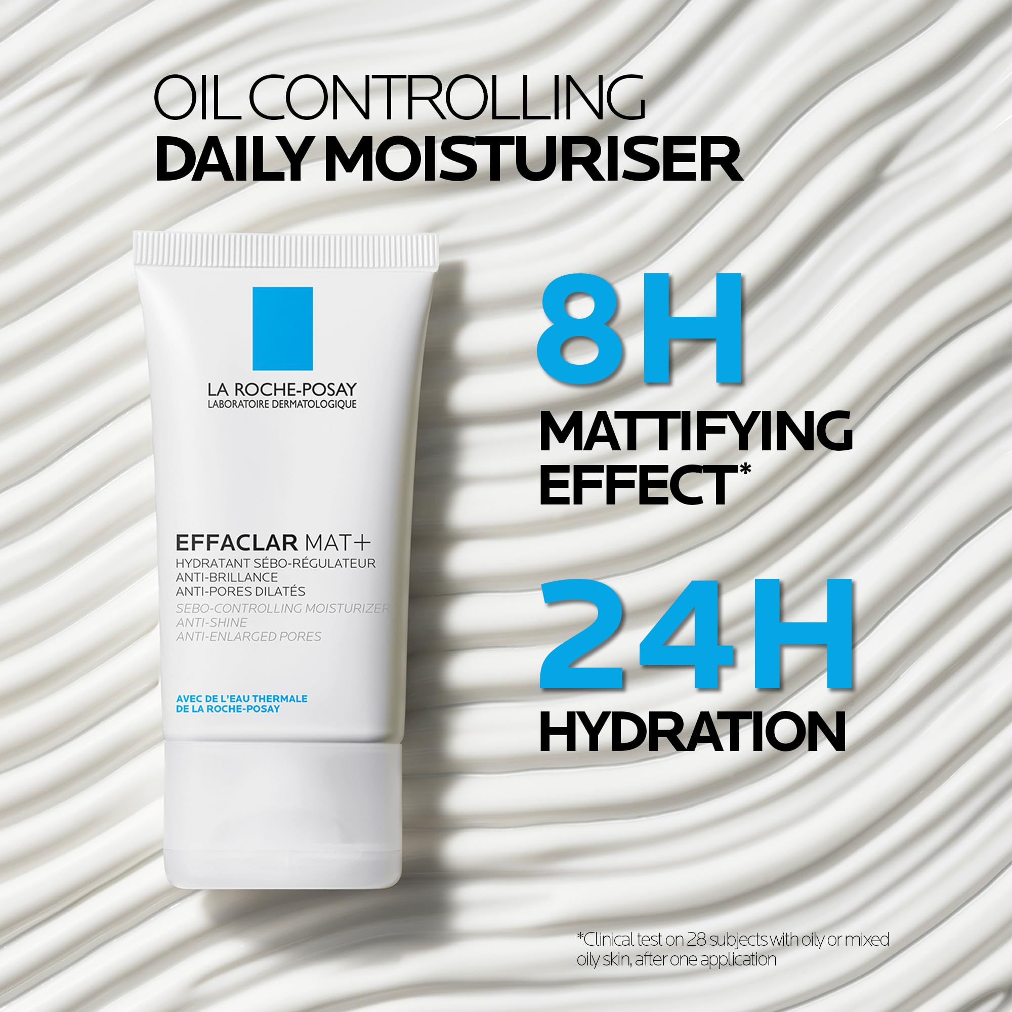 La Roche-Posay Effaclar MAT+, Mattifying Face Moisturiser, For Oily Skin, Visible Pores, Salicylic Acid, Glycerin, Sebolyse, Oil Control, 8H Mattifying, 40ml - Damaged Box