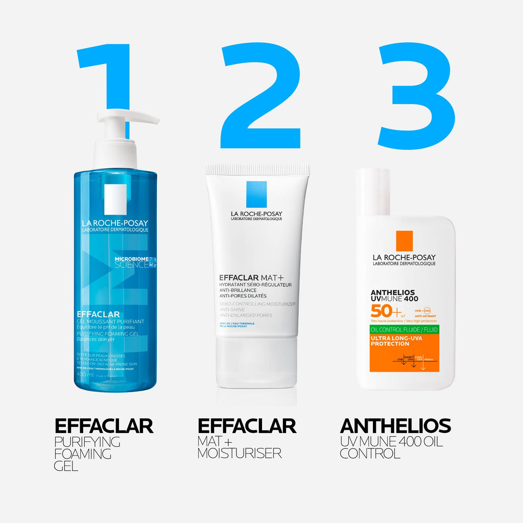 La Roche-Posay Effaclar MAT+, Mattifying Face Moisturiser, For Oily Skin, Visible Pores, Salicylic Acid, Glycerin, Sebolyse, Oil Control, 8H Mattifying, 40ml - Damaged Box