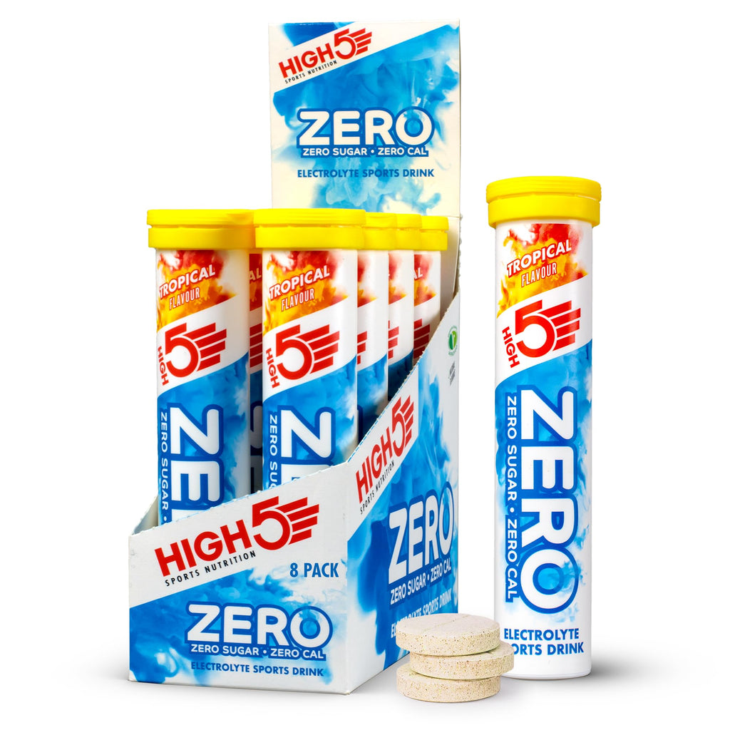 HIGH5 Zero Electrolyte Tablets with Vitamin C - Tropical, 160 Tablets, 8-Pack - Sugar-Free Hydration & Performance - Damaged Box - BBE 01/2028