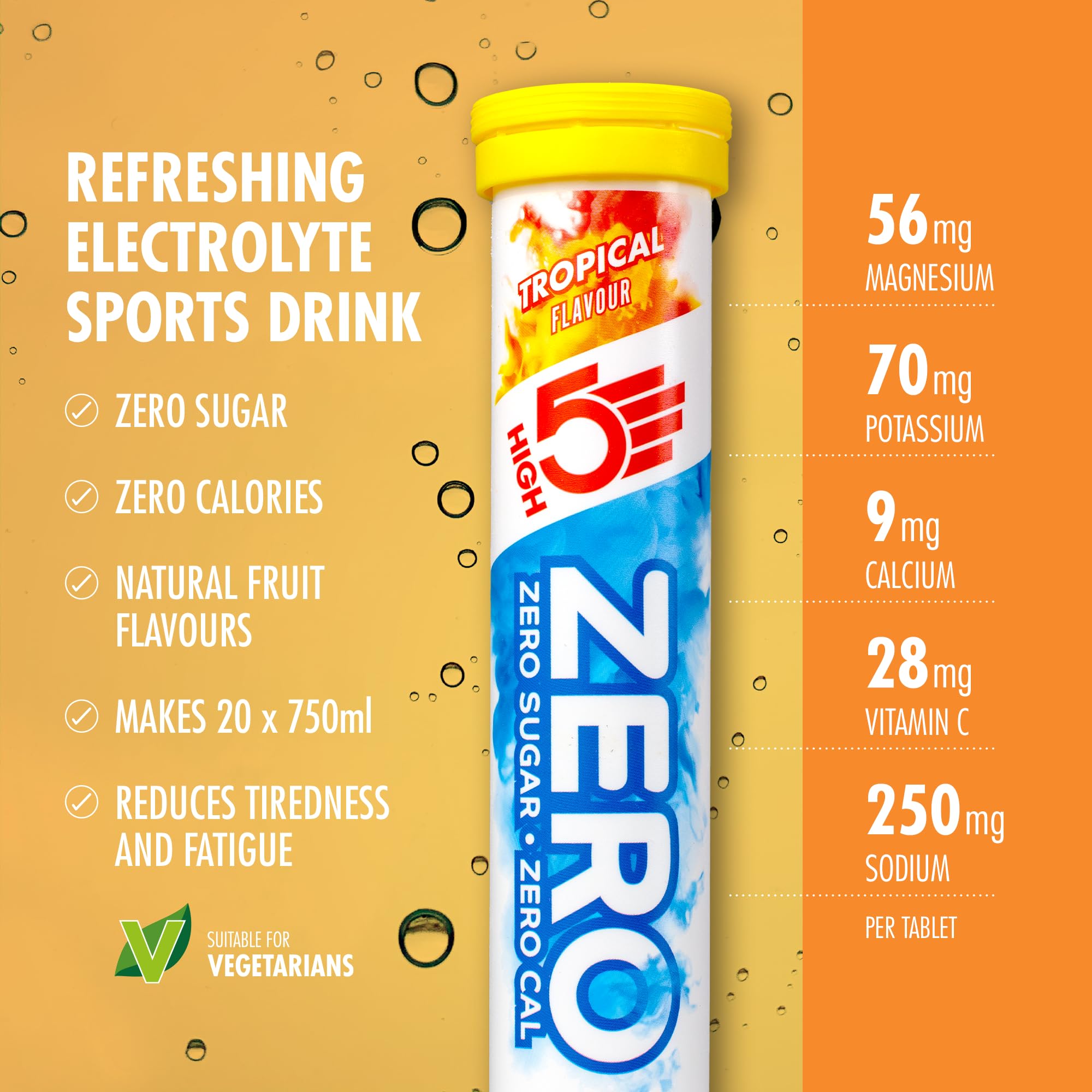 HIGH5 Zero Electrolyte Tablets with Vitamin C - Tropical, 160 Tablets, 8-Pack - Sugar-Free Hydration & Performance - Damaged Box - BBE 01/2028
