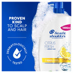 Head & Shoulders Citrus Fresh Anti-Dandruff Shampoo for Greasy Hair 1000ml – Up to 100% Flake Free, Daily Use - Damaged Box