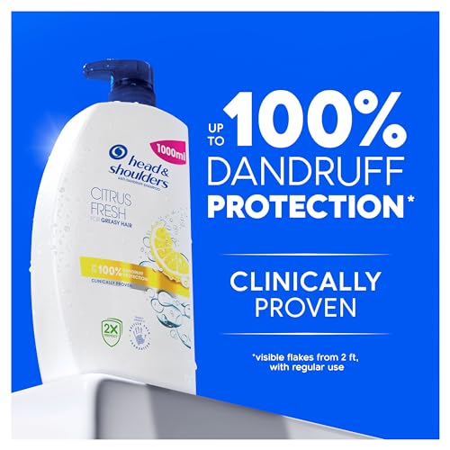 Head & Shoulders Citrus Fresh Anti-Dandruff Shampoo for Greasy Hair 1000ml – Up to 100% Flake Free, Daily Use - Damaged Box