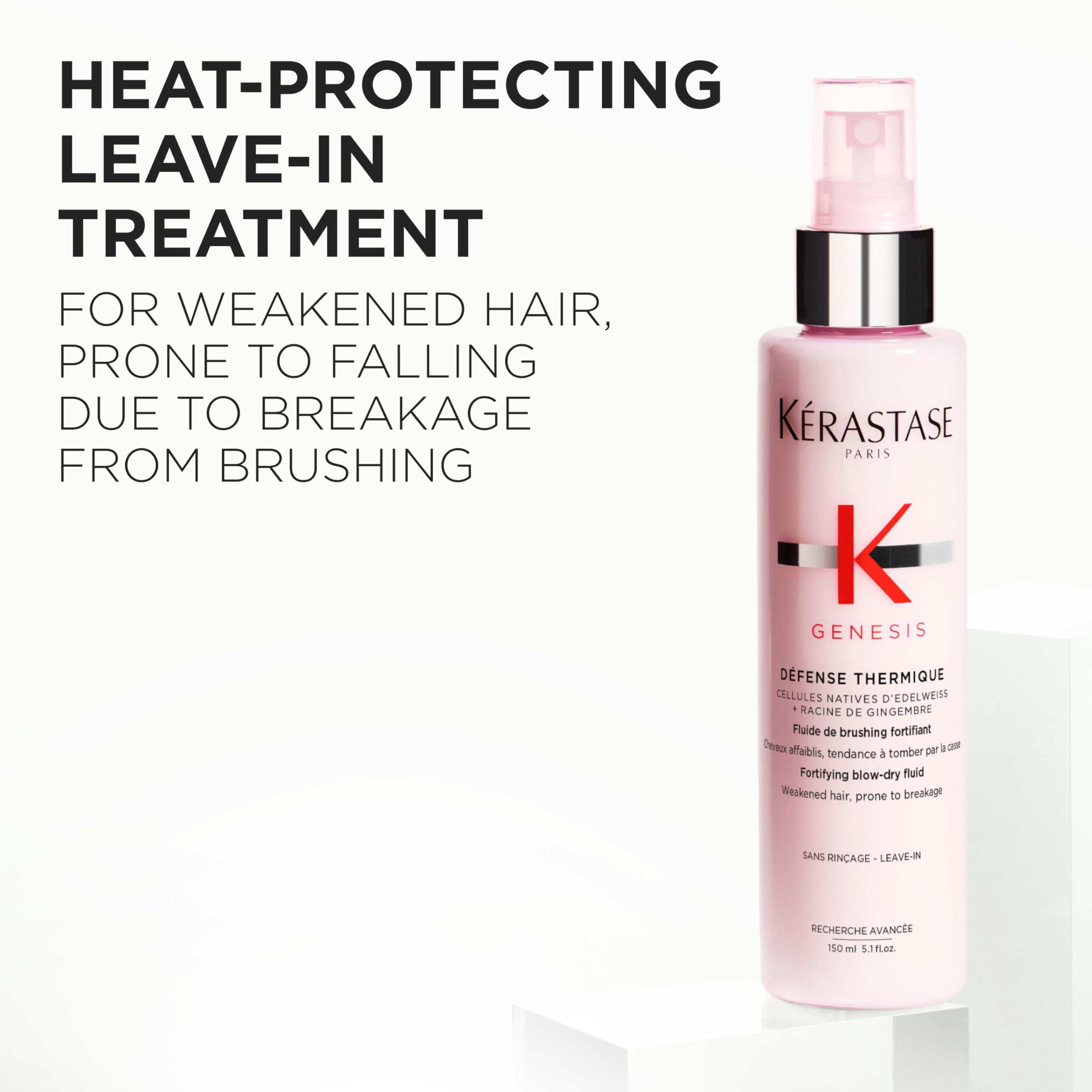 K'erastase Genesis, Nourishing and Fortifying Blow-dry Spray Cream, For Weakened Hair, With Ginger Root and Edelweiss Flower, Defence Thermique, 150 ml - Damaged Box