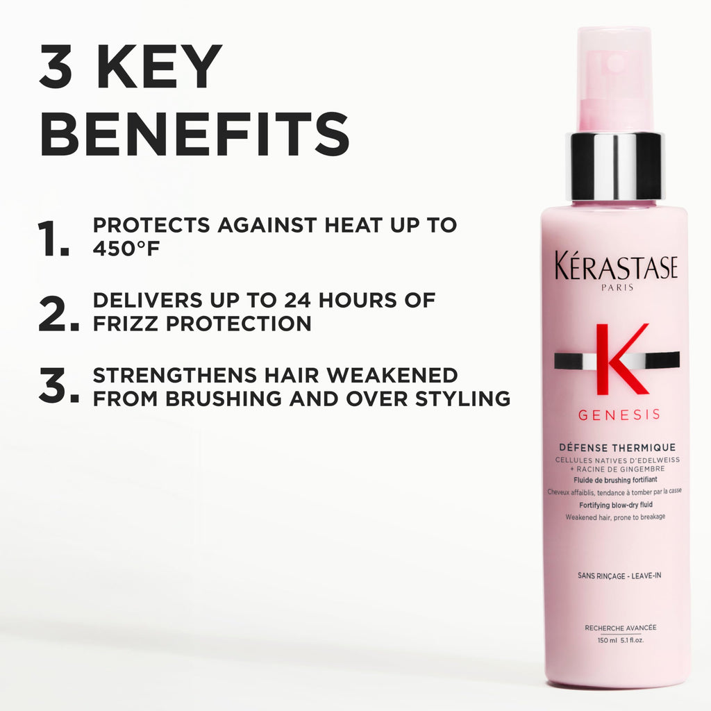 K'erastase Genesis, Nourishing and Fortifying Blow-dry Spray Cream, For Weakened Hair, With Ginger Root and Edelweiss Flower, Defence Thermique, 150 ml - Damaged Box