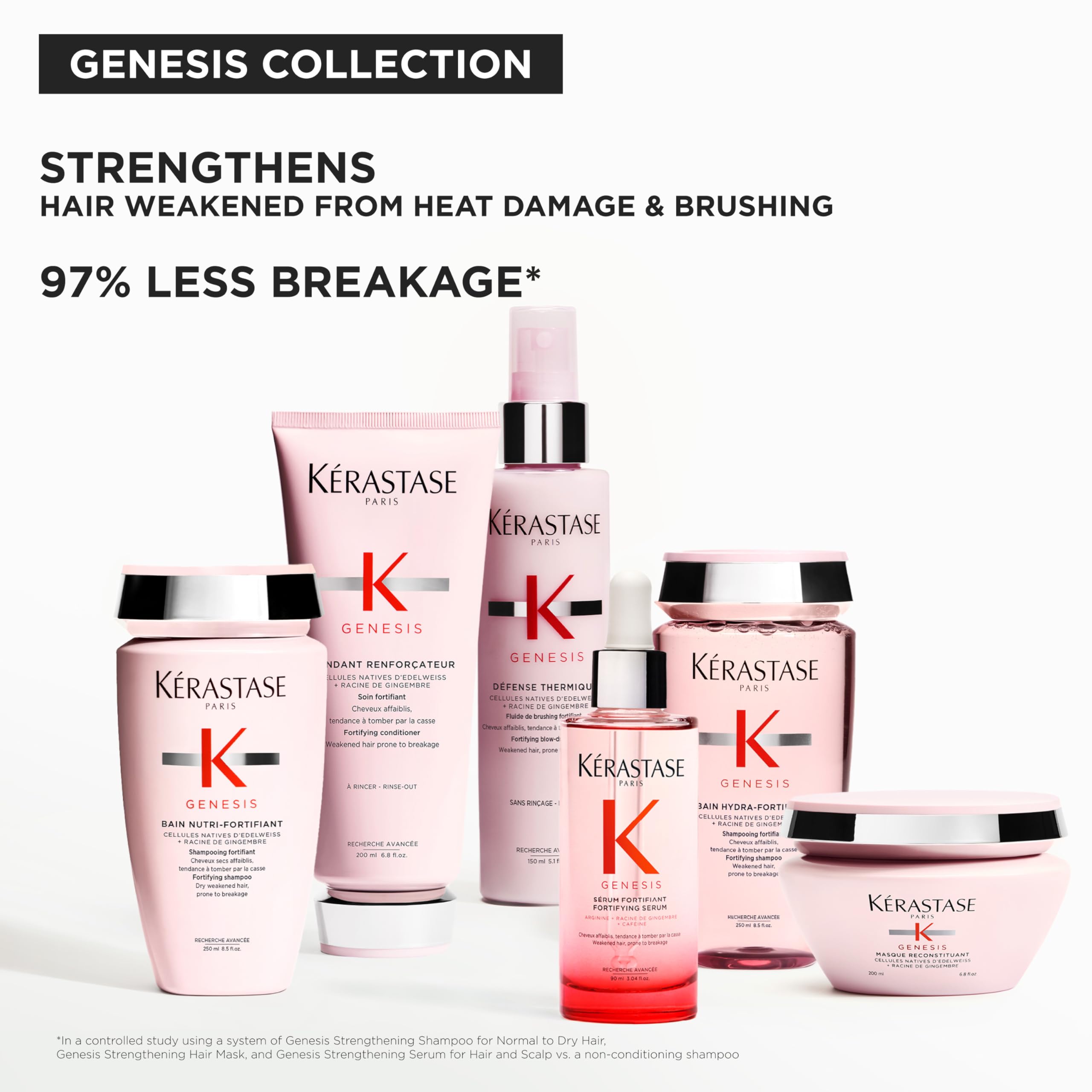 K'erastase Genesis, Nourishing and Fortifying Blow-dry Spray Cream, For Weakened Hair, With Ginger Root and Edelweiss Flower, Defence Thermique, 150 ml - Damaged Box