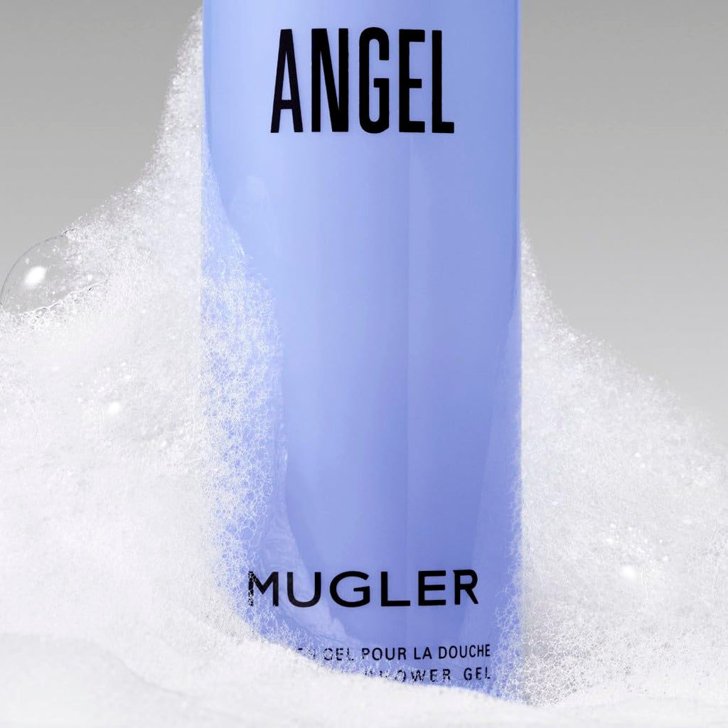Mugler Angel Perfuming Shower Gel 200ml Women's Luxury Body Wash with Niacinamide and Hyaluronic Acid Celestial Fragrance Creamy Mousse - Damaged Box