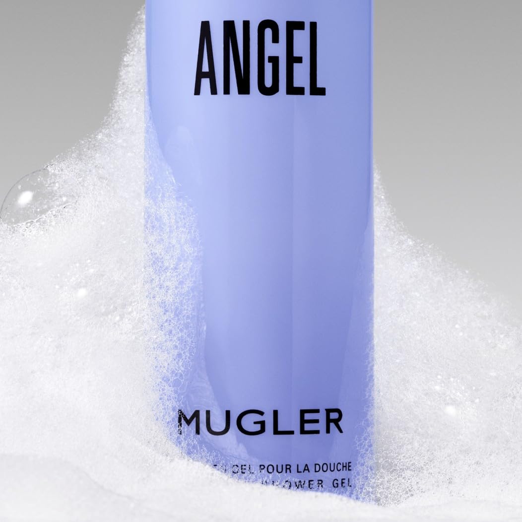 Mugler Angel Perfuming Shower Gel 200ml Women's Luxury Body Wash with Niacinamide and Hyaluronic Acid Celestial Fragrance Creamy Mousse - Damaged Box