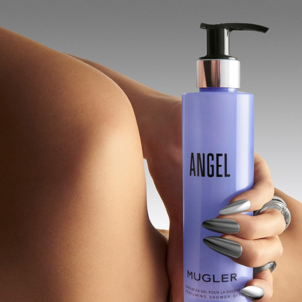 Mugler Angel Perfuming Shower Gel 200ml Women's Luxury Body Wash with Niacinamide and Hyaluronic Acid Celestial Fragrance Creamy Mousse - Damaged Box