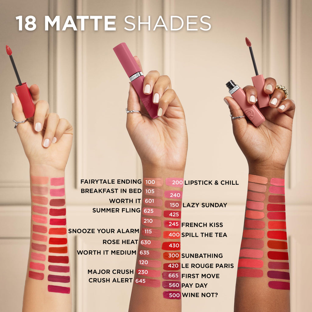 L'Oreal Paris Infallible Matte Resistance Liquid Lipstick 120 Major Crush, Longwear, Hyaluronic Acid, Transfer-Resistant