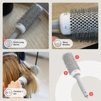 Olivia Garden Expert Blowout Speed - White & Grey - 45 - Ceramic Coated Round Brush with Extra Long Barrel for 25% Faster Blowouts