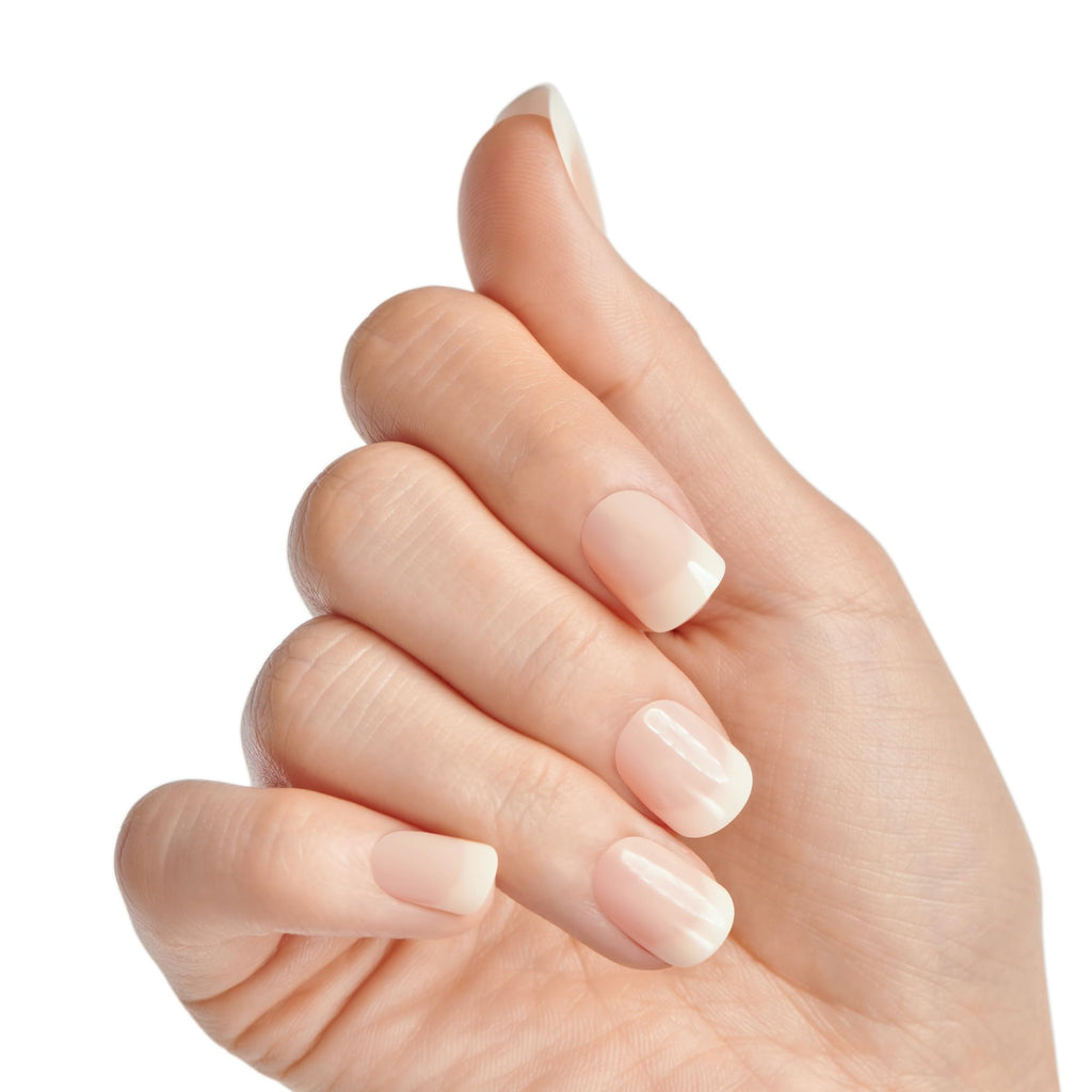 KISS Salon Acrylic French Nude Collection Fake Nails - Real Short Length, 28 False Nails with Glue & File - Damaged Box