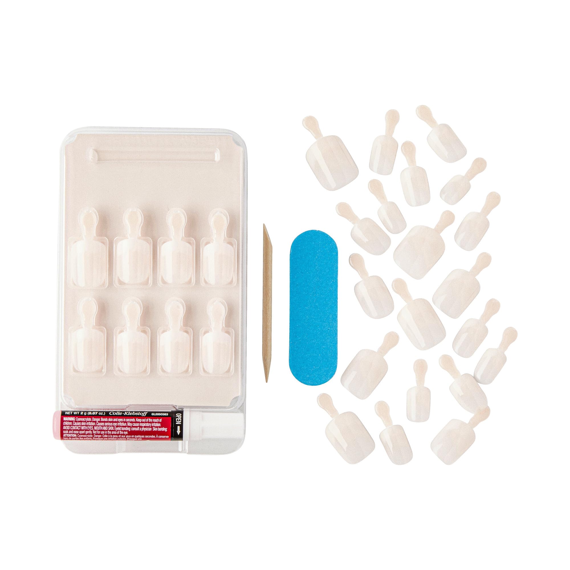 KISS Salon Acrylic French Nude Collection Fake Nails - Real Short Length, 28 False Nails with Glue & File - Damaged Box