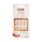 KISS Salon Acrylic French Nude Collection Fake Nails - Real Short Length, 28 False Nails with Glue & File - Damaged Box