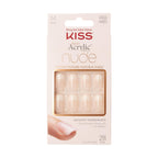 KISS Salon Acrylic French Nude Collection Fake Nails - Real Short Length, 28 False Nails with Glue & File - Damaged Box