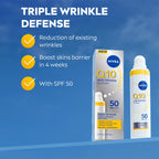 NIVEA Q10 Anti-Wrinkle Expert Daily UV Face Fluid SPF 50 40ml - Anti-Ageing Sun Cream for Oily Skin, Matte Finish - Damaged Box