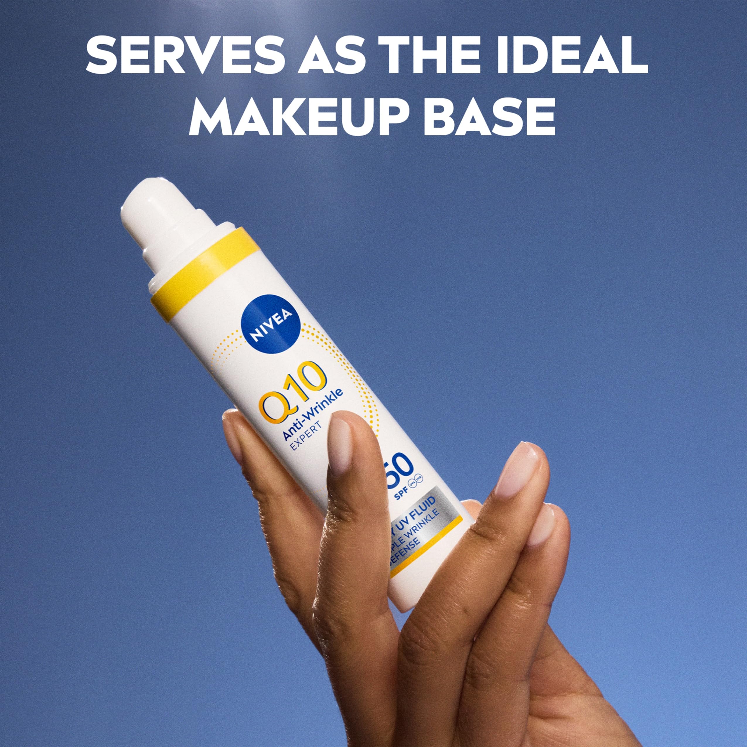 NIVEA Q10 Anti-Wrinkle Expert Daily UV Face Fluid SPF 50 40ml - Anti-Ageing Sun Cream for Oily Skin, Matte Finish - Damaged Box