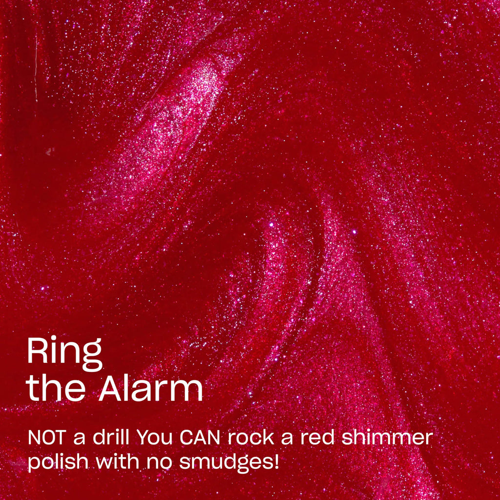 OPI RapiDryTM Quick-Dry Lacquer - Ring the Alarm Red Shimmer Nail Polish - Vegan, Fast Drying & Smudge-proof in 60 Seconds (9ml)
