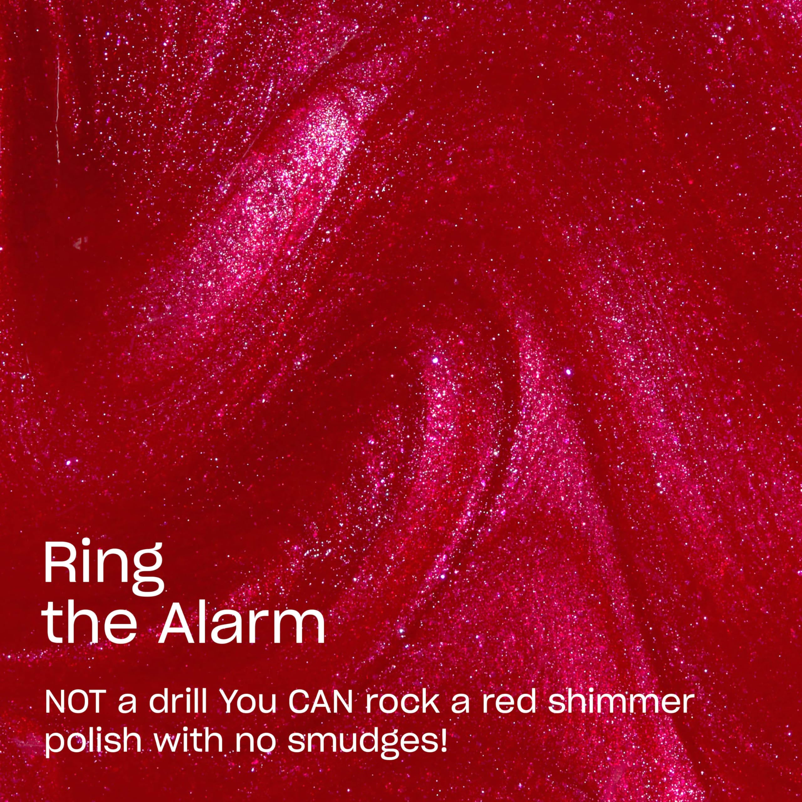 OPI RapiDryTM Quick-Dry Lacquer - Ring the Alarm Red Shimmer Nail Polish - Vegan, Fast Drying & Smudge-proof in 60 Seconds (9ml)