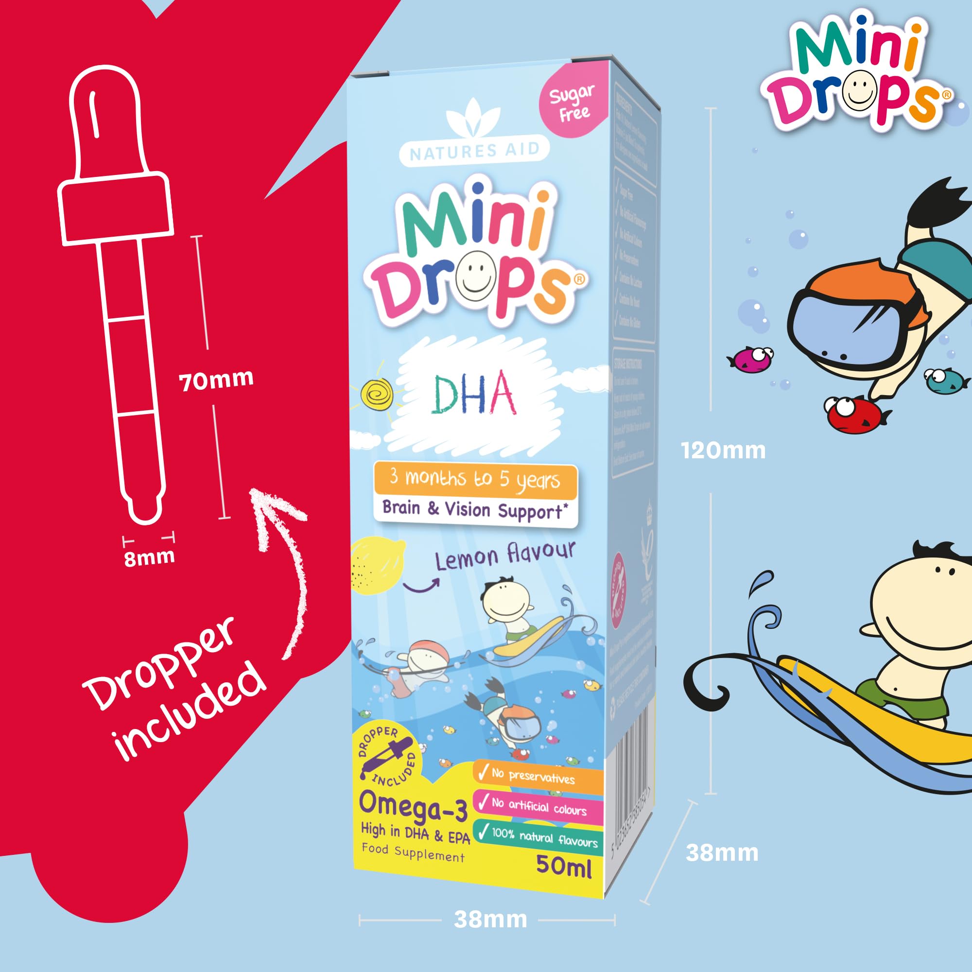 Natures Aid Mini Drops Vitamin E Skincare Oil 30ml — Daily Spray for Babies, Kids & Toddlers — Sensitive Skin Support - BBE 05/2026