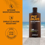 Piz Buin Moisturising Sun Lotion SPF 30 200ml — UVA/UVB Protection Sunscreen with Glycerin & Feverfew