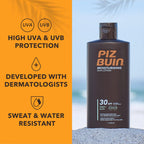 Piz Buin Moisturising Sun Lotion SPF 30 200ml — UVA/UVB Protection Sunscreen with Glycerin & Feverfew