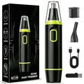 Nose Hair Trimmer Rechargeable for Men, Painless Nasal Ear Eyebrow Facial Hair Trimmer, IPX7 Waterproof, Dual Edge Blades, Green - Damaged Box