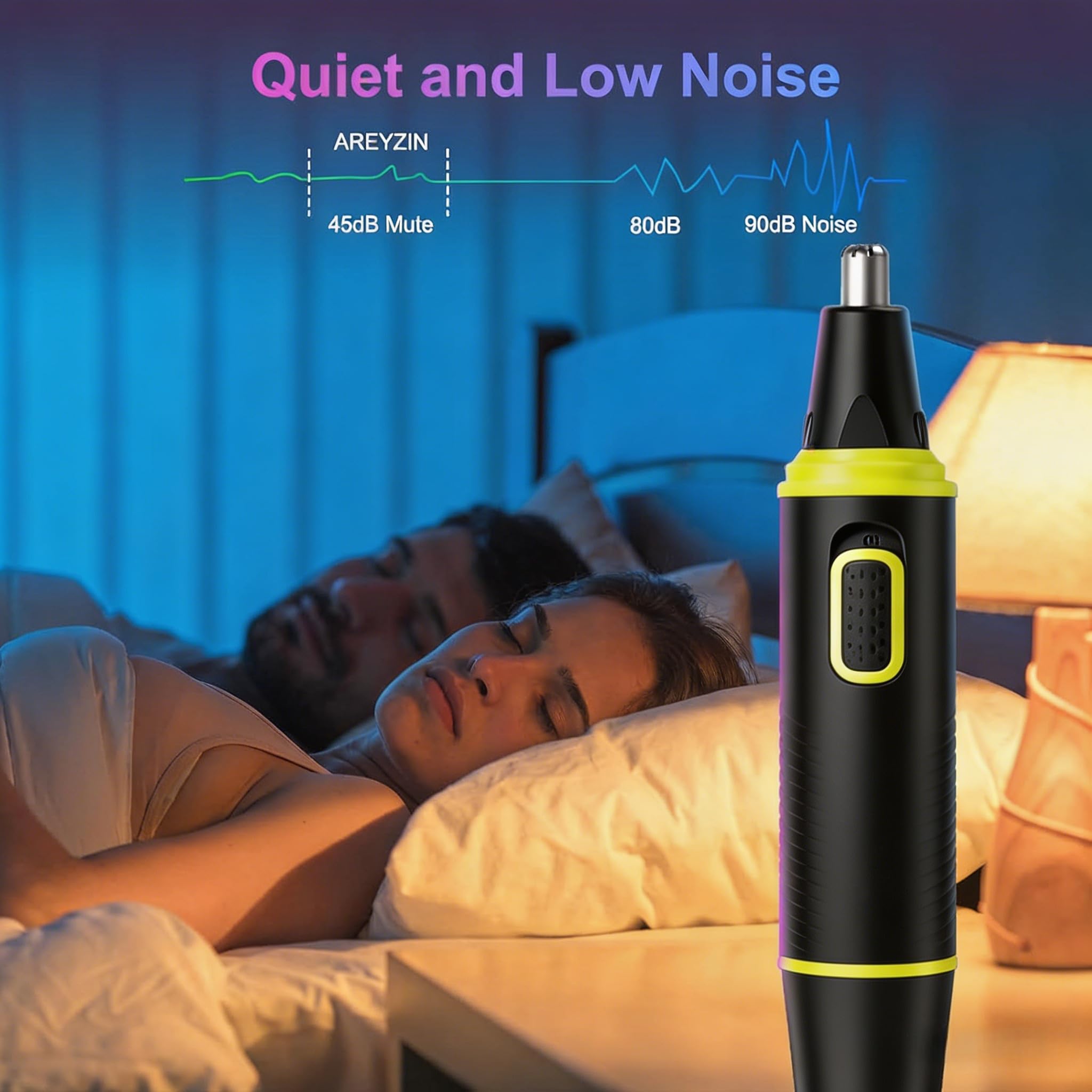 Nose Hair Trimmer Rechargeable for Men, Painless Nasal Ear Eyebrow Facial Hair Trimmer, IPX7 Waterproof, Dual Edge Blades, Green - Damaged Box