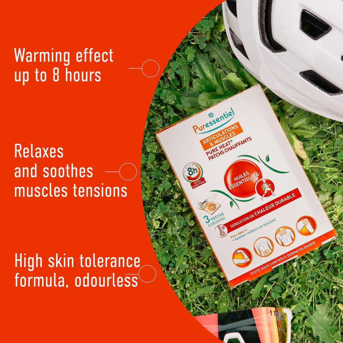 Puressentiel Muscles & Joints Heating Patches - 3 Count - 14 Essential Oils - Capsicum - Soothing 8-Hour Relief - Damaged Box