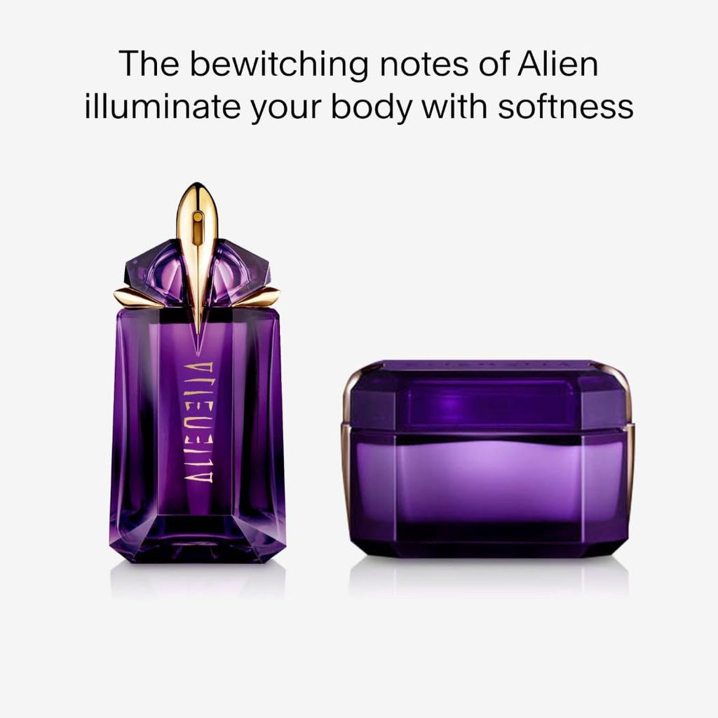 Mugler Alien Beautifying Body Cream for Women, Luxurious Ambery Woody Floral Scent with Jasmine Sambac, Cashmeran Wood and White Amber, Indulgent Moisturising Radiant Bodycare - Damaged Box