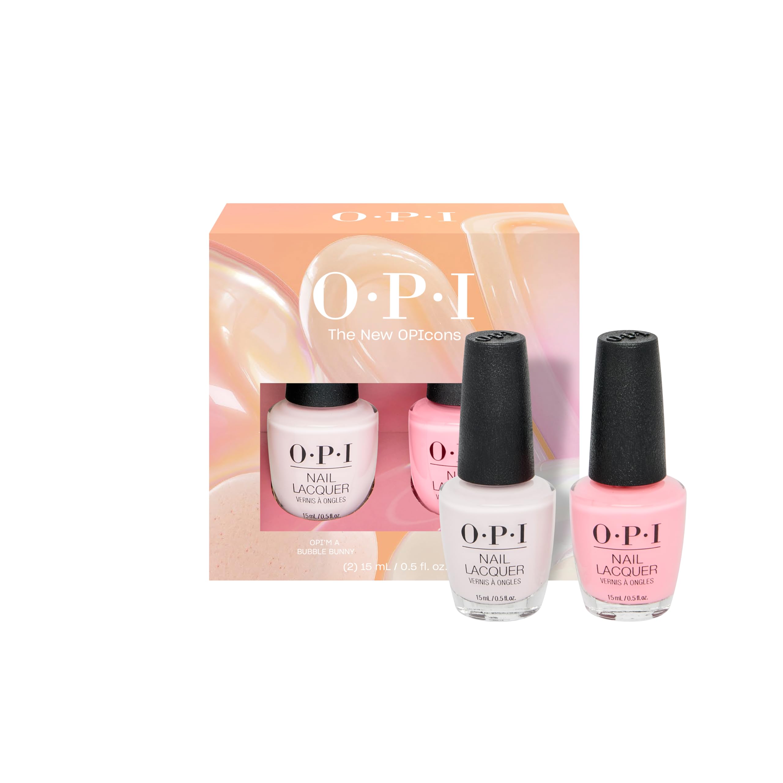 OPI The New OPIcons Nail Lacquer Collection - Long-Lasting, Quick Dry Luxury Varnish for Manicure & Pedicure - 2 Piece Duo Set - OPI'm a Bubble Bunny & Big Apple Energy (2x15ml)