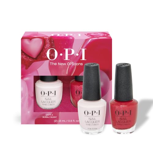 OPI The New OPIcons Nail Lacquer Collection - Long-Lasting, Quick Dry Luxury Varnish for Manicure & Pedicure - 2 Piece Duo Set - OPI'm a Bubble Bunny & Big Apple Energy (2x15ml)