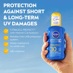 NIVEA SUN Protect & Moisture Sun Spray SPF 30 - 200ml Moisturising Suncream - UVA UVB Protection, No White Cast