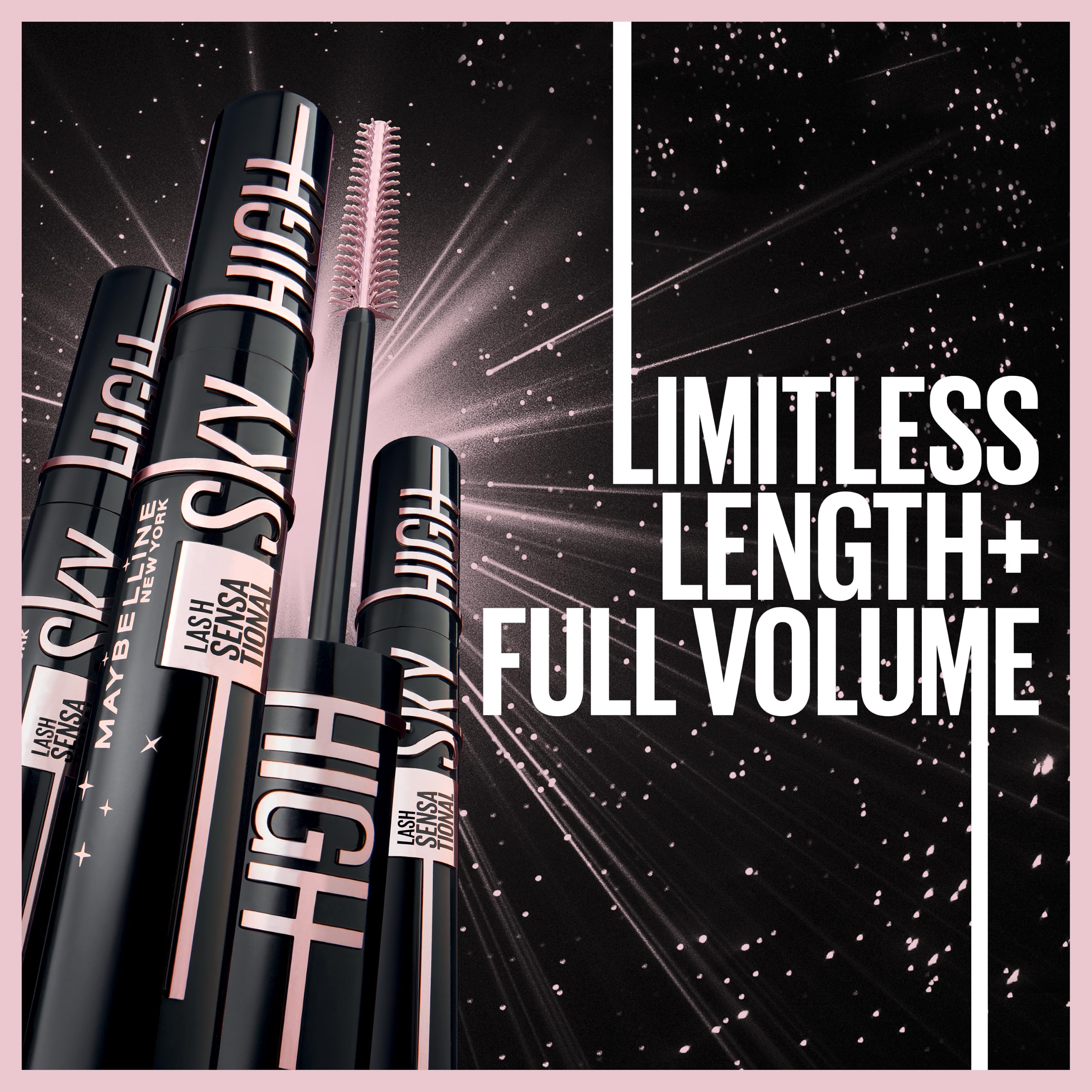 Maybelline Lash Sensational Sky High Mascara - Cosmic Black - Volumizing Thickening Lengthening Washable with Bamboo Extract