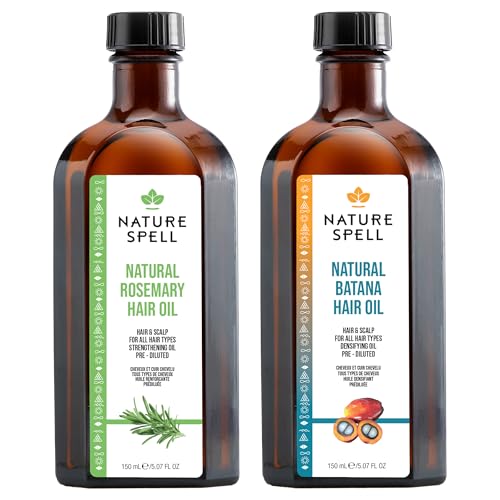 Nature Spell Hair Growth Duo — Rosemary & Batana Oils — Pre-Diluted Set for Dry, Damaged Hair — 2 x 150ml - Damaged Box
