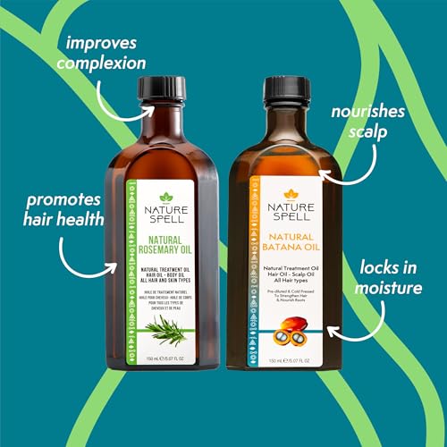 Nature Spell Hair Growth Duo — Rosemary & Batana Oils — Pre-Diluted Set for Dry, Damaged Hair — 2 x 150ml - Damaged Box