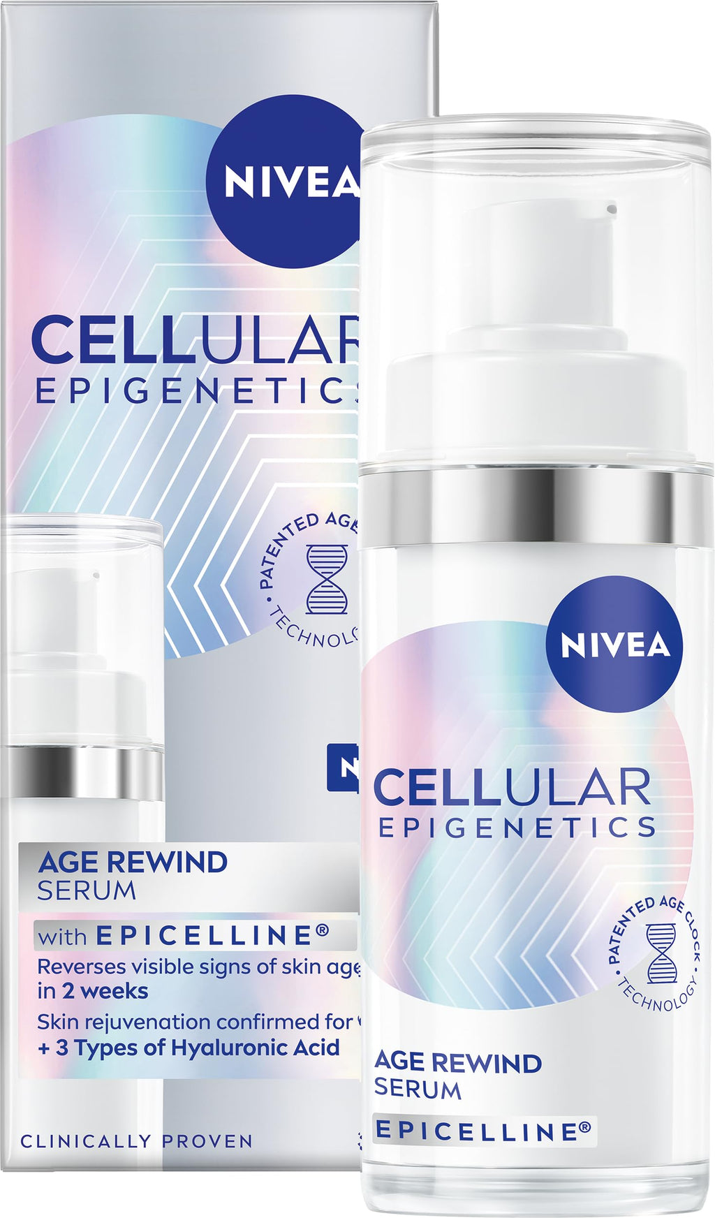 NIVEA CELLULAR Epigenetics Age Rewind Face Serum, 30ml Anti-Wrinkle Hyaluronic Acid Serum for Firmer Skin - Damaged Box