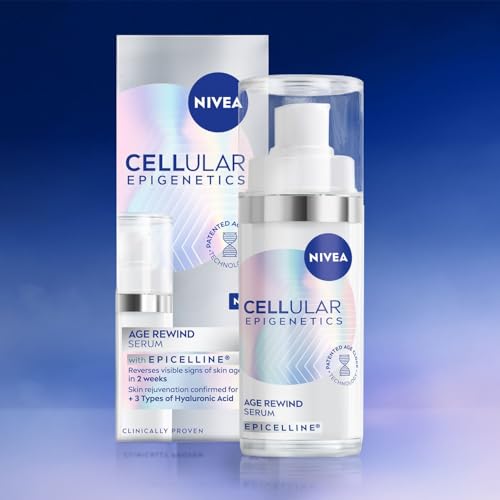 NIVEA CELLULAR Epigenetics Age Rewind Face Serum, 30ml Anti-Wrinkle Hyaluronic Acid Serum for Firmer Skin - Damaged Box