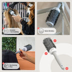Olivia Garden Expert Blowout Shine - White & Grey - 45 - Ceramic Coated Round Brush for Smooth Blowout, Frizz-Free Hair & Radiant Shine