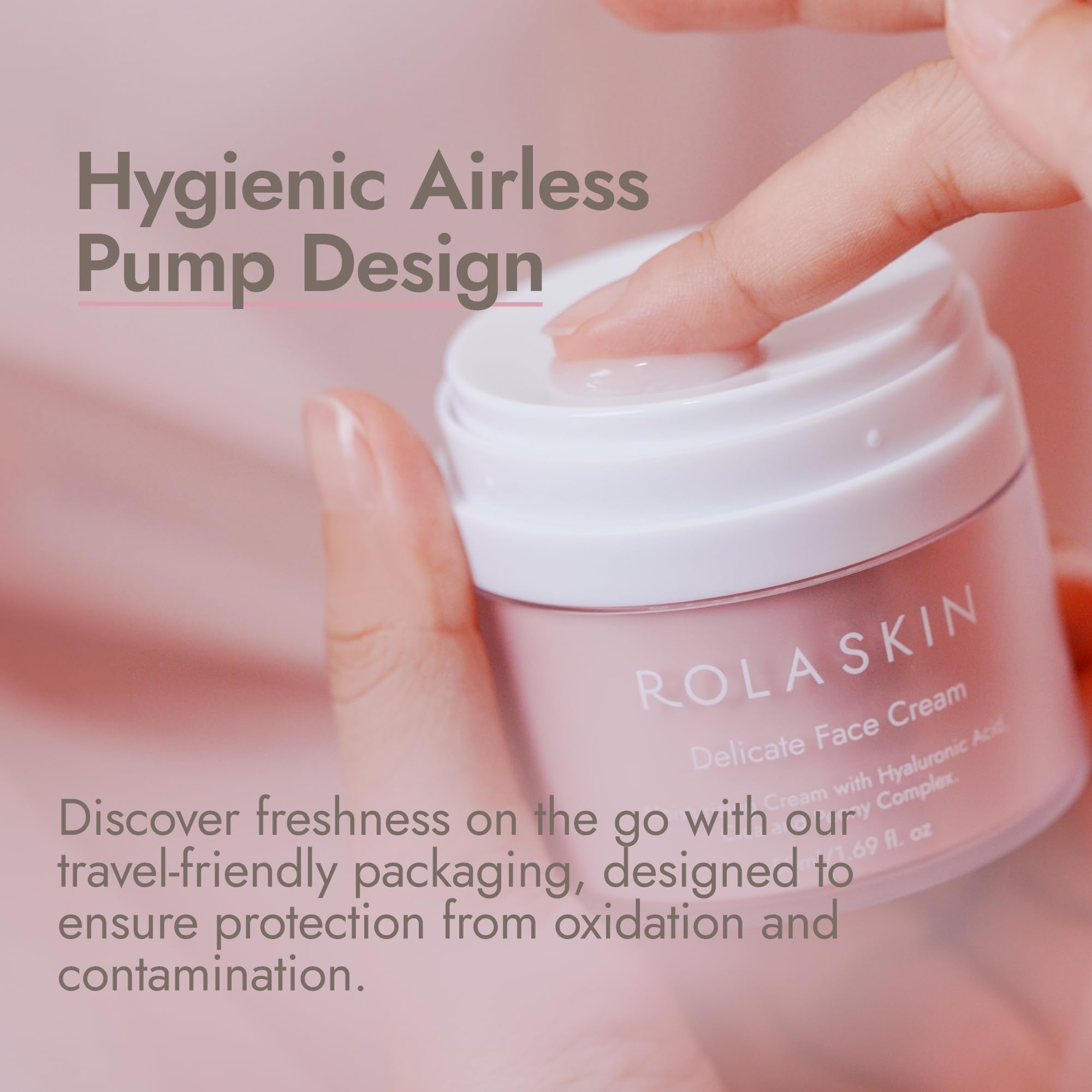 Rola Skin Delicate Face Cream 50ml - Hyaluronic Acid and Korean Peony Complex Lightweight Moisturiser - Fragrance Free Sensitive Skin Care - Damaged Box