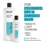 Nioxin System 3 Scalp + Hair Shampoo - Hair Thickening Shampoo For Coloured, Dry and Damaged Hair with Light Thinning - with Biotin and Niacinamide, 300ml