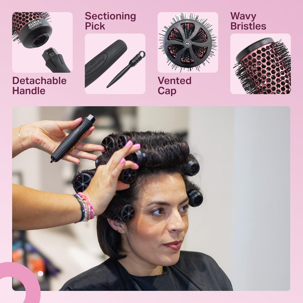 Olivia Garden Multibrush Travel Kit - 4-in-1 Round Brush Set with Interchangeable Barrels - Sizes 25, 35, 45, 55 - Perfect for Great Blowouts & On-the-Go Styling - Damaged Box