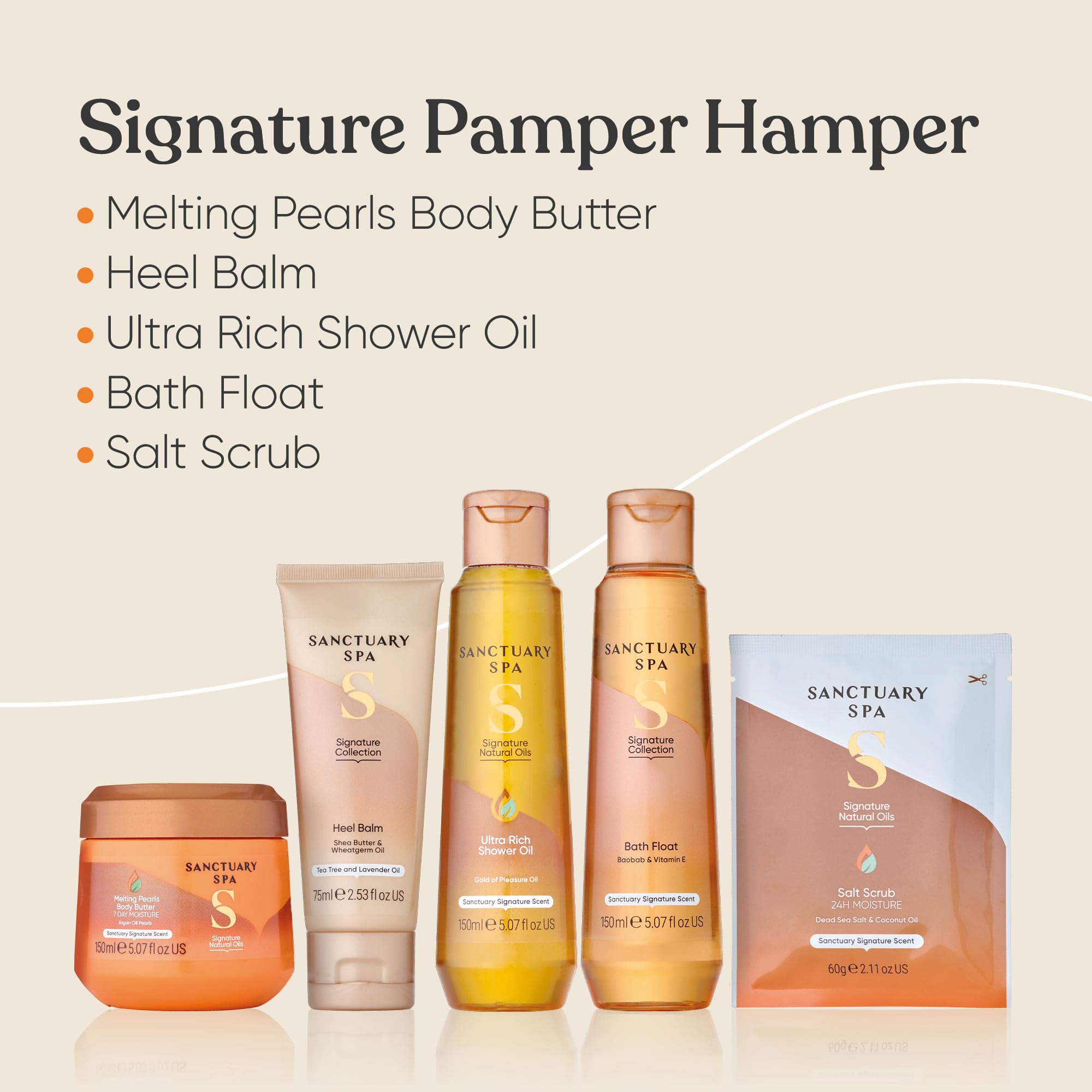 Sanctuary Spa Signature Pamper Hamper Gift Set for Women - Vegan Body Care Collection with Reusable Box - Birthday and Christmas Gifting